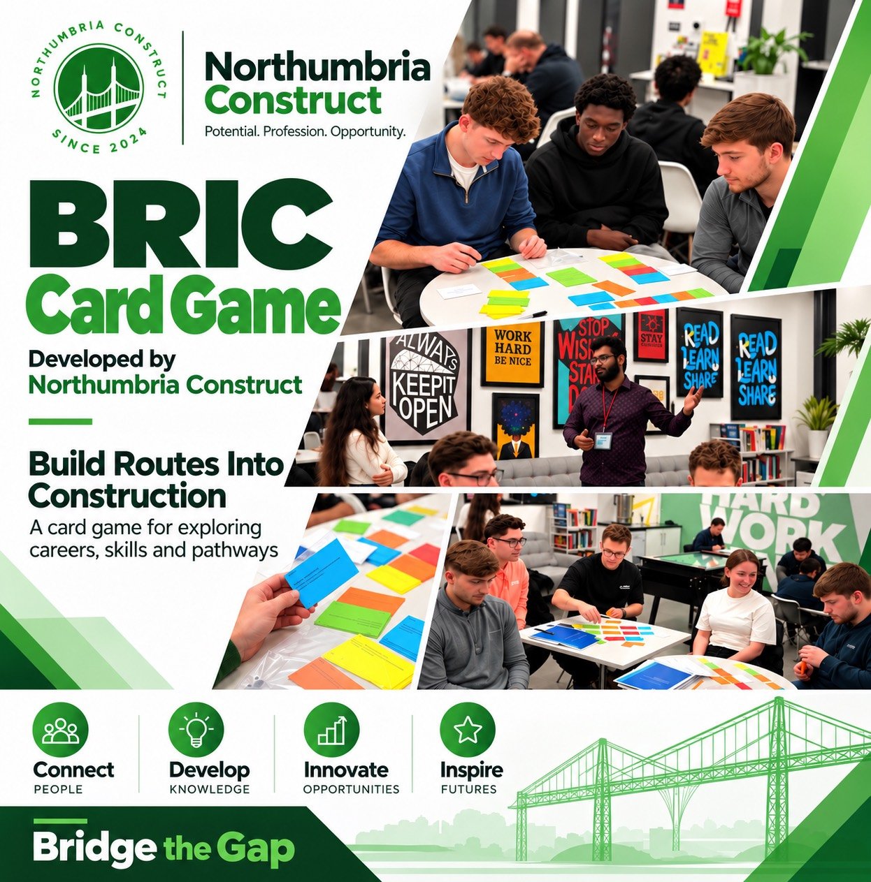 Northumbria Construct BRIC card game overview showing collaborative career pathway exploration